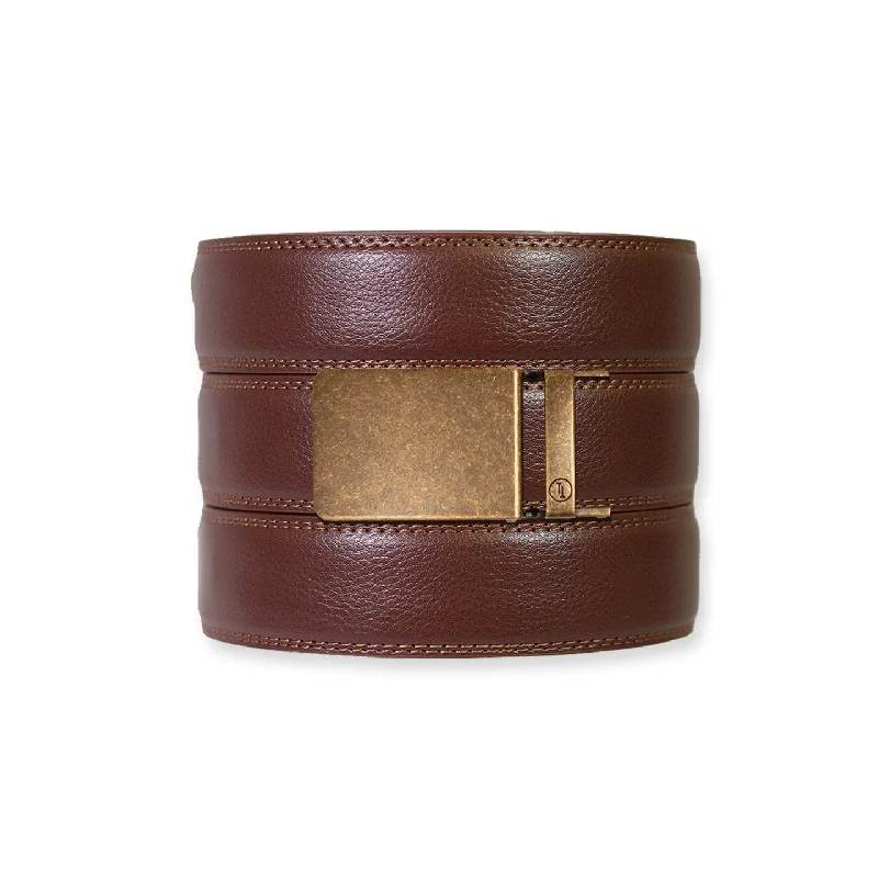 Chestnut Leather Ratchet Belt & Buckle Set