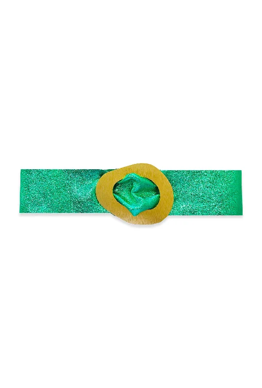 Metallic Leather Belt - Electric Green