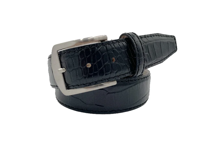 Mock Crocodile Belt - Black