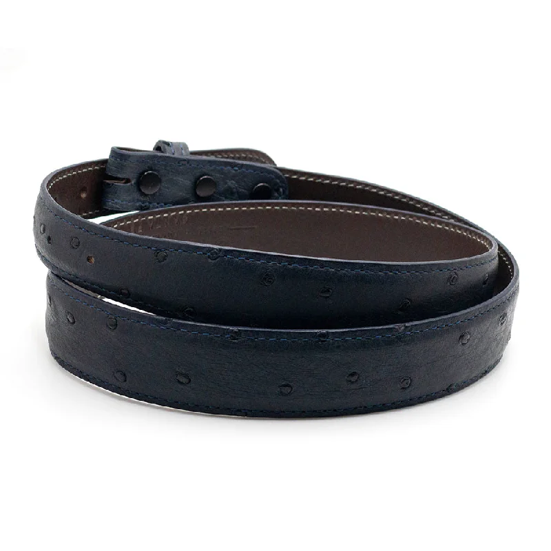 Navy Blue Full Quill Ostrich Belt Straps