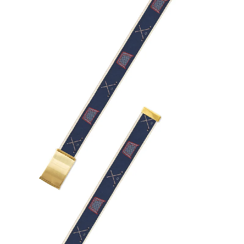 Navy Hockey Motif Military Buckle Belt