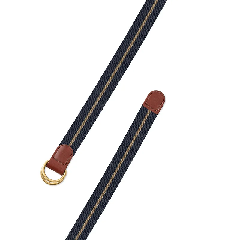 Navy & Khaki Belgian Stretch D-Ring Belt