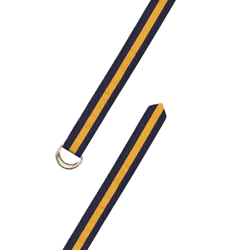 Navy & Maize Yellow Grosgrain Ribbon D-Ring Belt