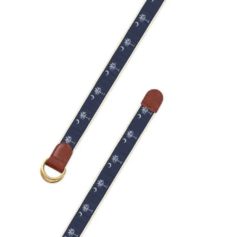 Navy South Carolina Flag Motif D-Ring Belt