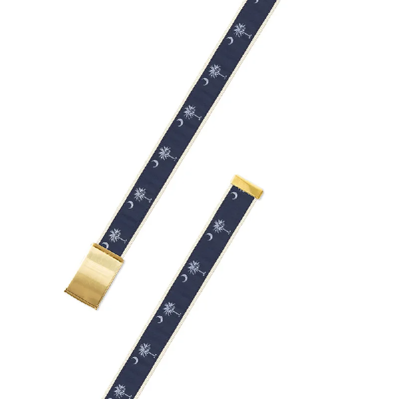 Navy South Carolina Flag Motif Military Buckle Belt