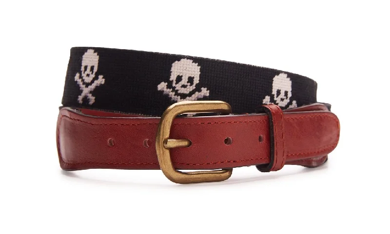 SKULL AND CROSSBONES NEEDLEPOINT BELT