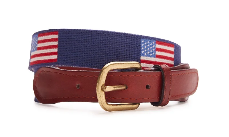 UNITED STATES FLAG NEEDLEPOINT BELT