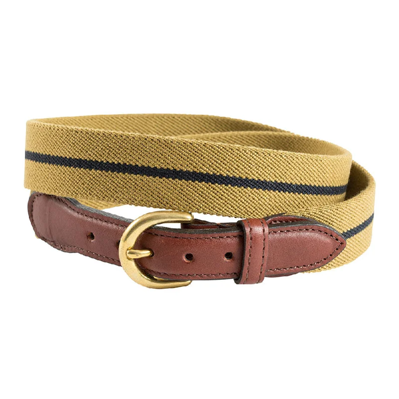 Ochre & Navy Belgian Stretch Leather Tab Belt