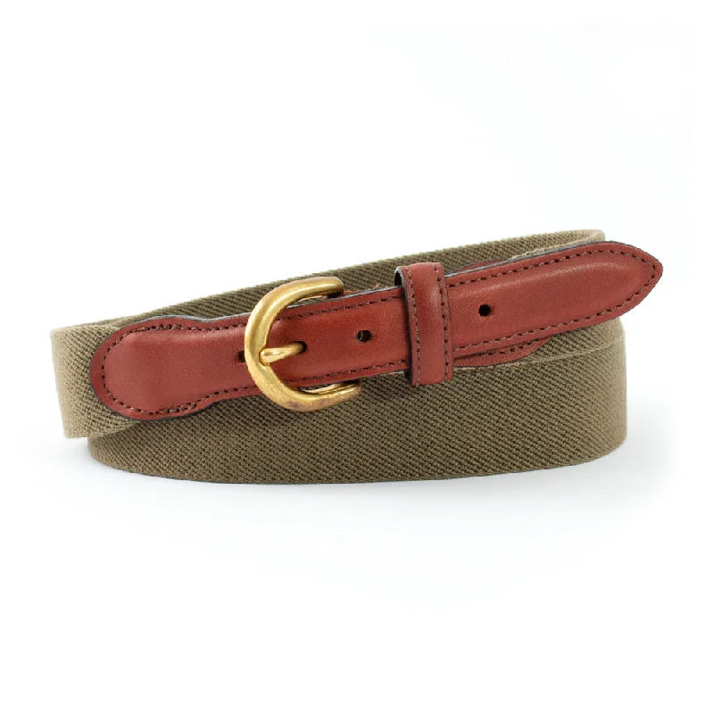 Olive Belgian Stretch Leather Tab Belt