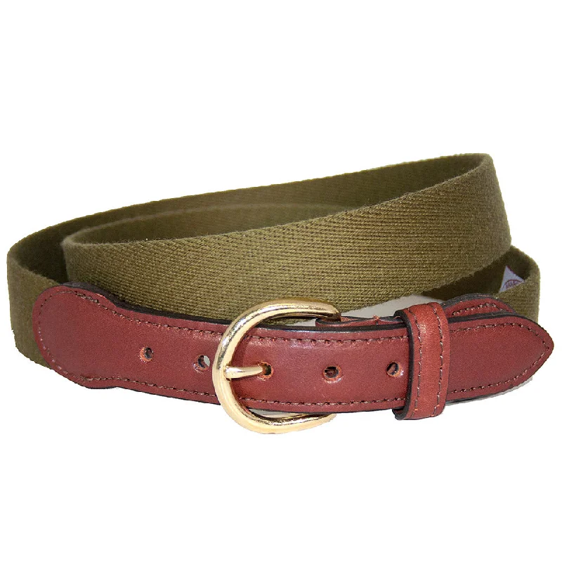 Olive Green Surcingle Leather Tab Belt