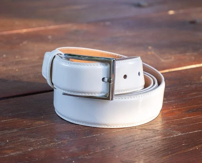 Patent Leather Belt White