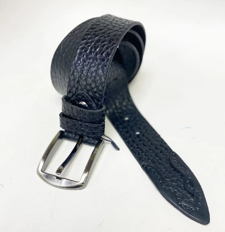 Pebble Leather Belt Navy