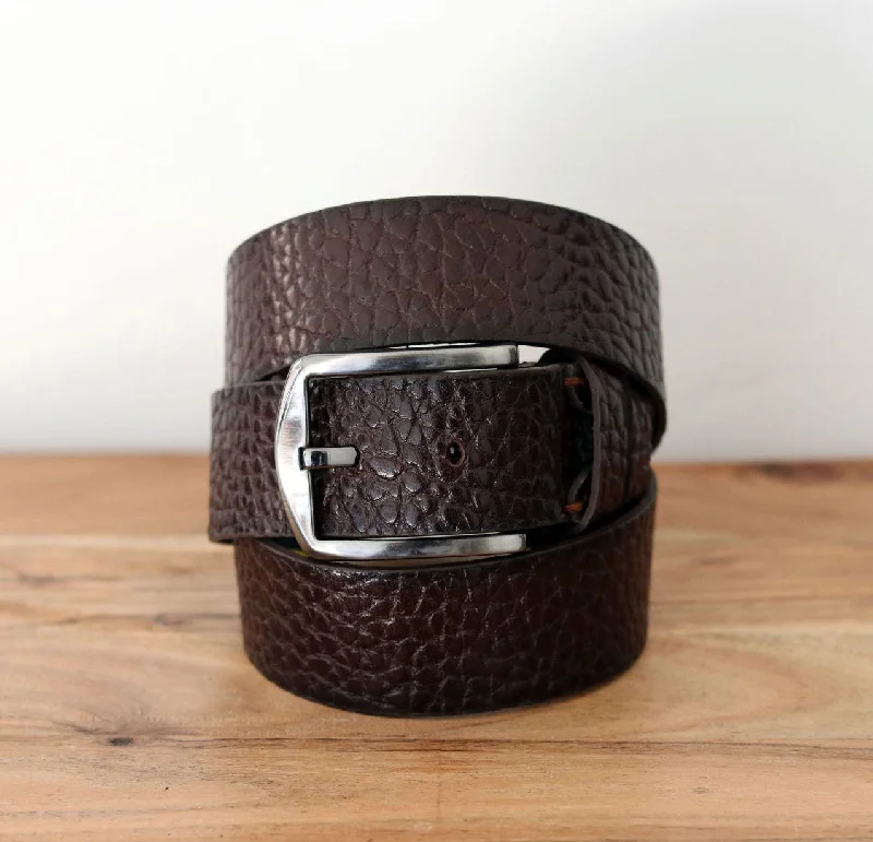 Pebbled Leather Belt Brown