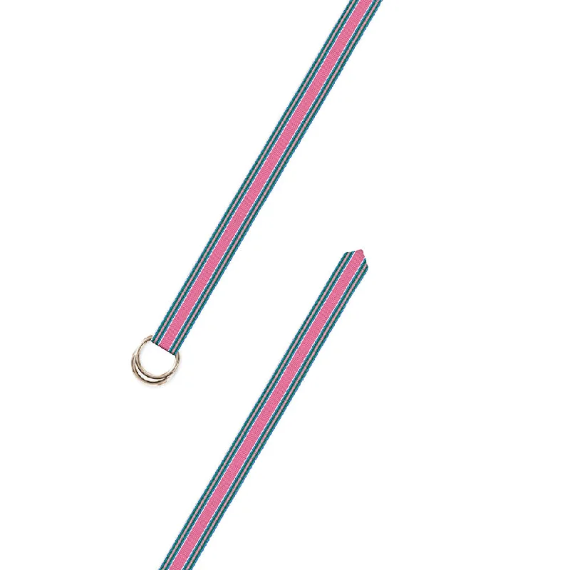 Pink & Blue Narrow Grosgrain Ribbon D-Ring Belt