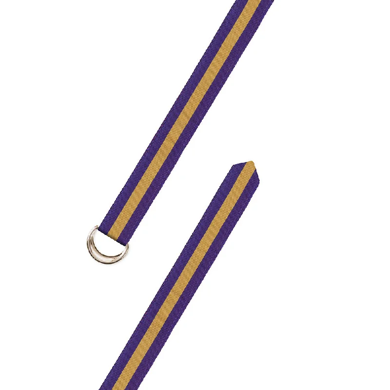 Purple & Gold Grosgrain Ribbon D-Ring Belt