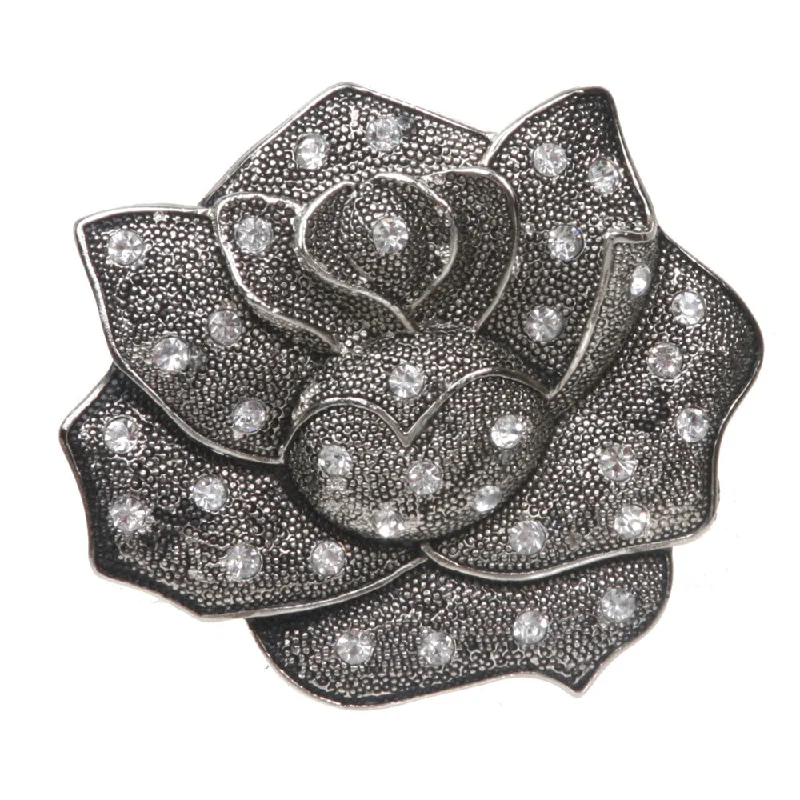 Womens 1 1/2" Rhinestone Rose Flower Belt