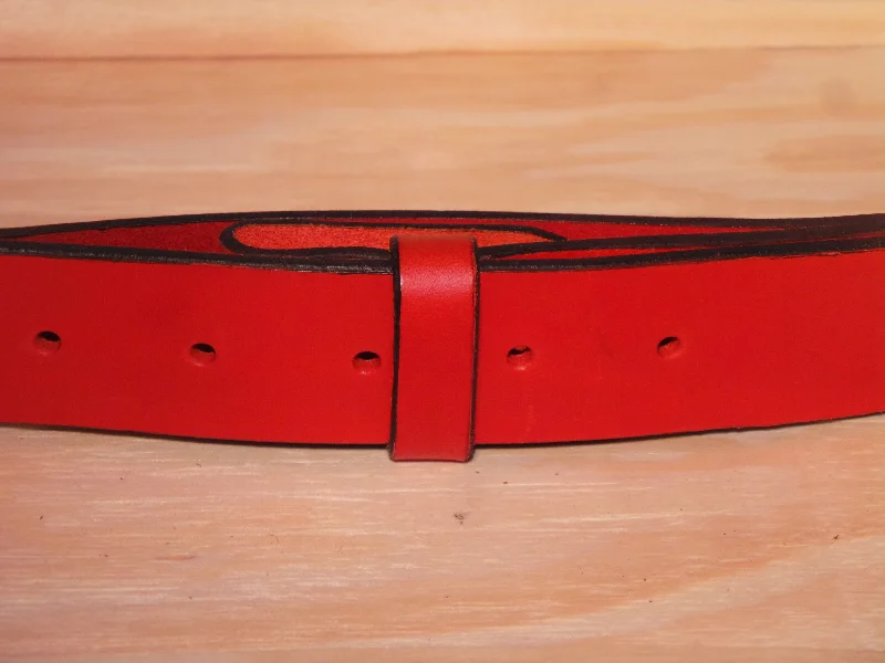 100% Real Red 1 1/2" Inch (38mm) Leather Belt Strap