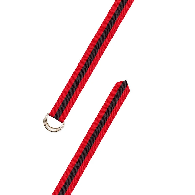 Red & Black Grosgrain Ribbon D-Ring Belt