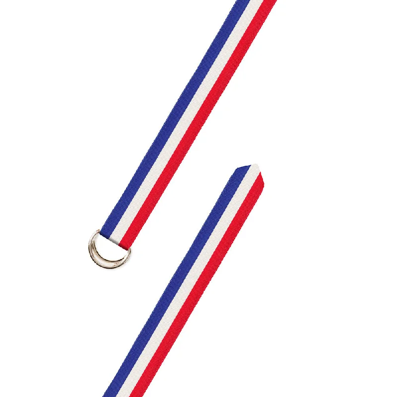 Red, White & Blue Grosgrain Ribbon D-Ring Belt