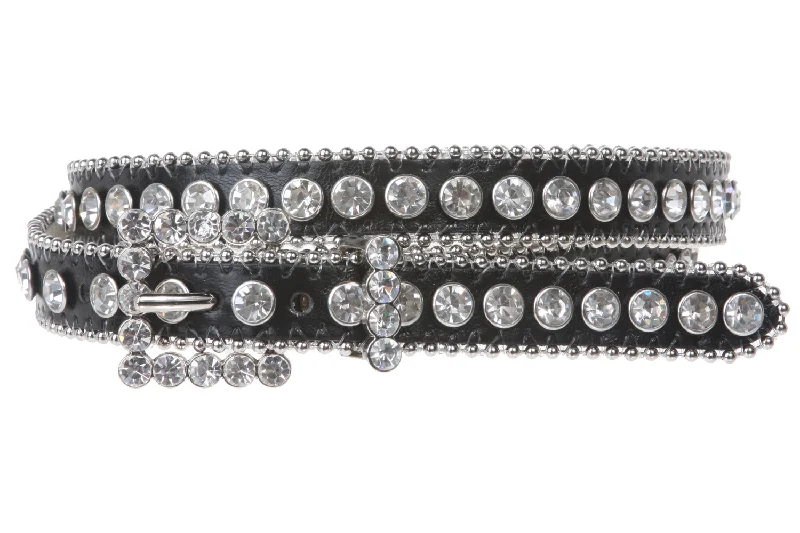 3/4" (19 mm) Skinny Rhinestone Leather Belt