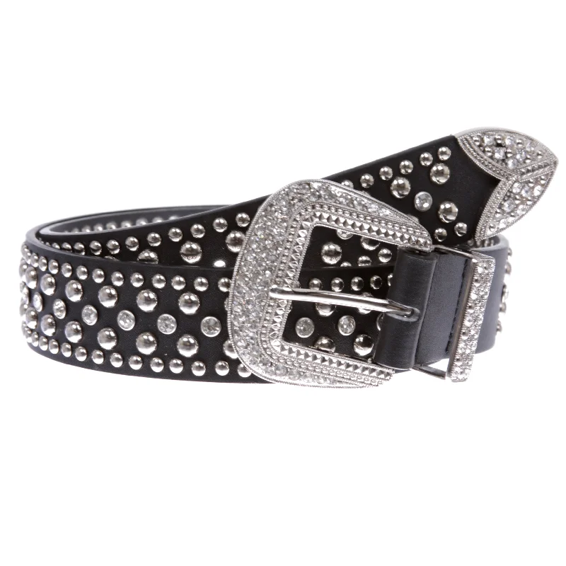 Western Rhinestone & Studded Leather Belt