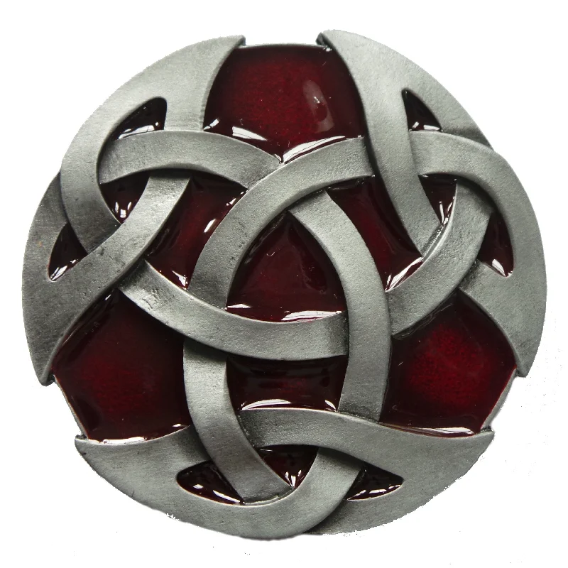 Round Celtic Red Intertwine Belt Buckle