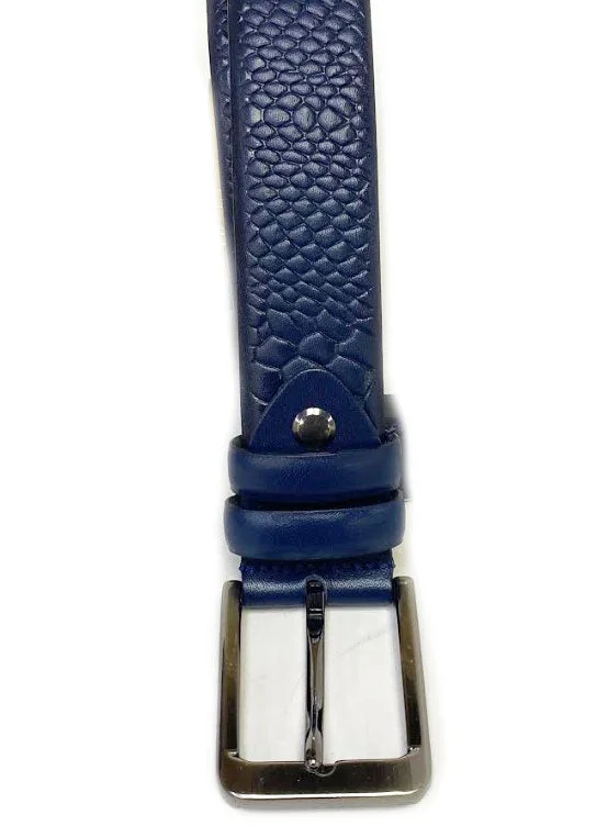 Serpent Embossed Calfskin Belt Blue