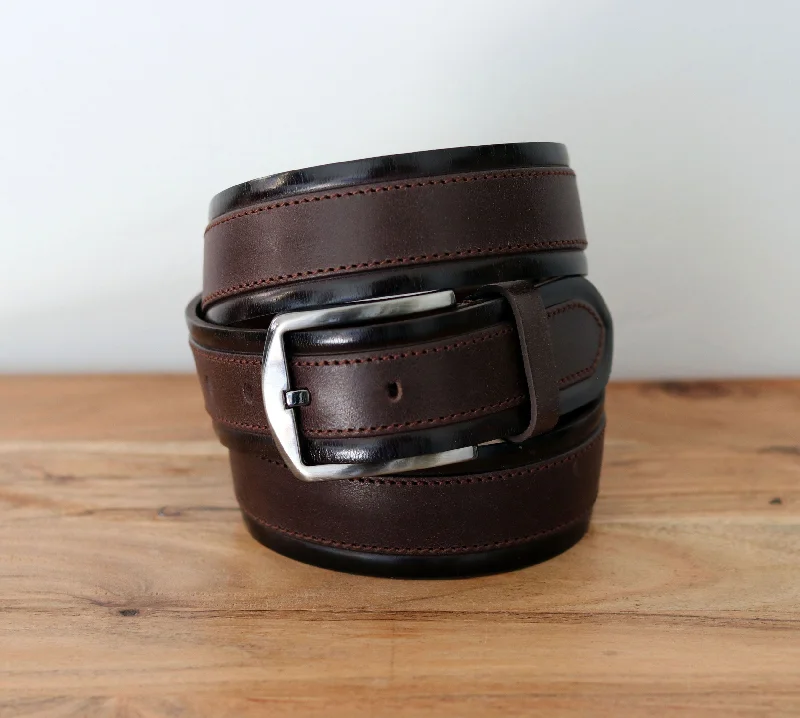 Stitched Leather Belt Brown