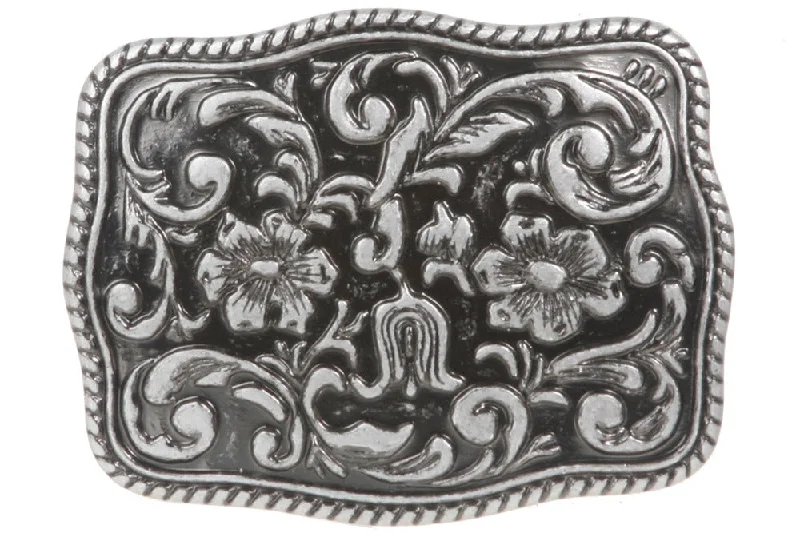 Western Flower Engraved Belt Buckle