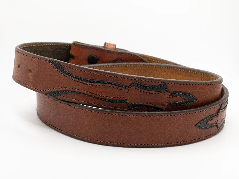 Tan Applique Leather Belt Straps