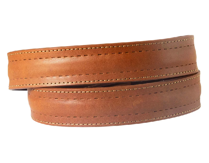 Tan Beveled Leather Belt Straps