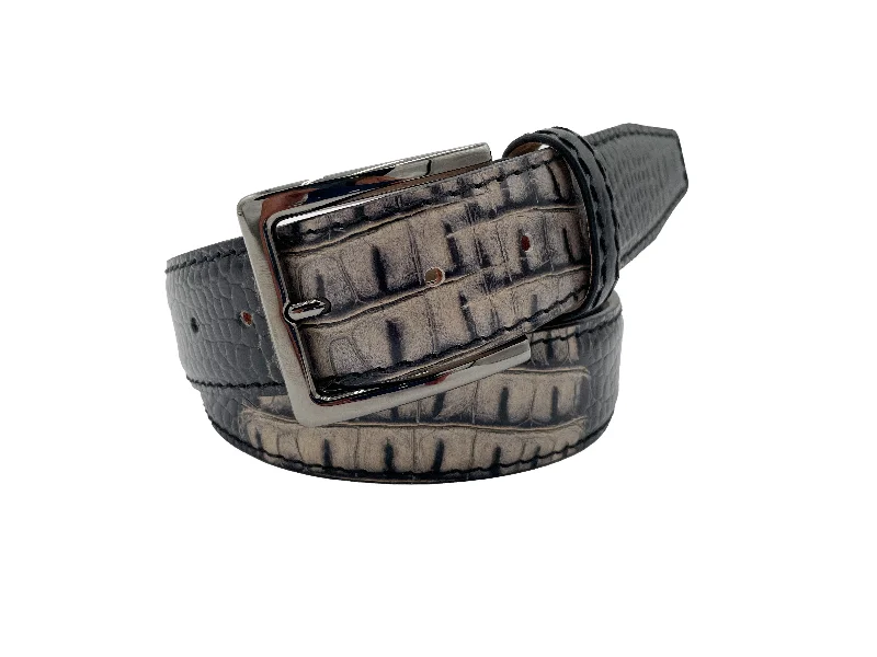 Two-Toned Mock Croc Belt - Ecru - 40mm