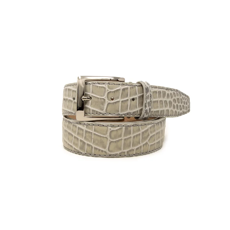 Two-Toned Mock Croc Belt - Platinum - 40mm