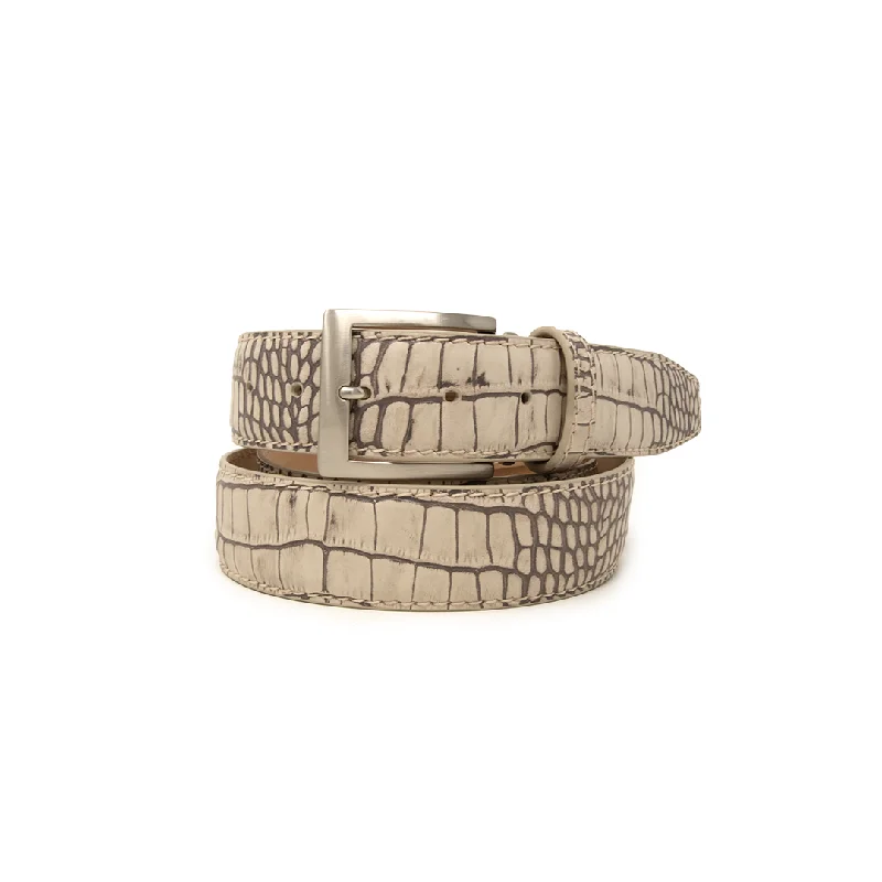 Two-Toned Mock Croc Belt - Stone - 40mm