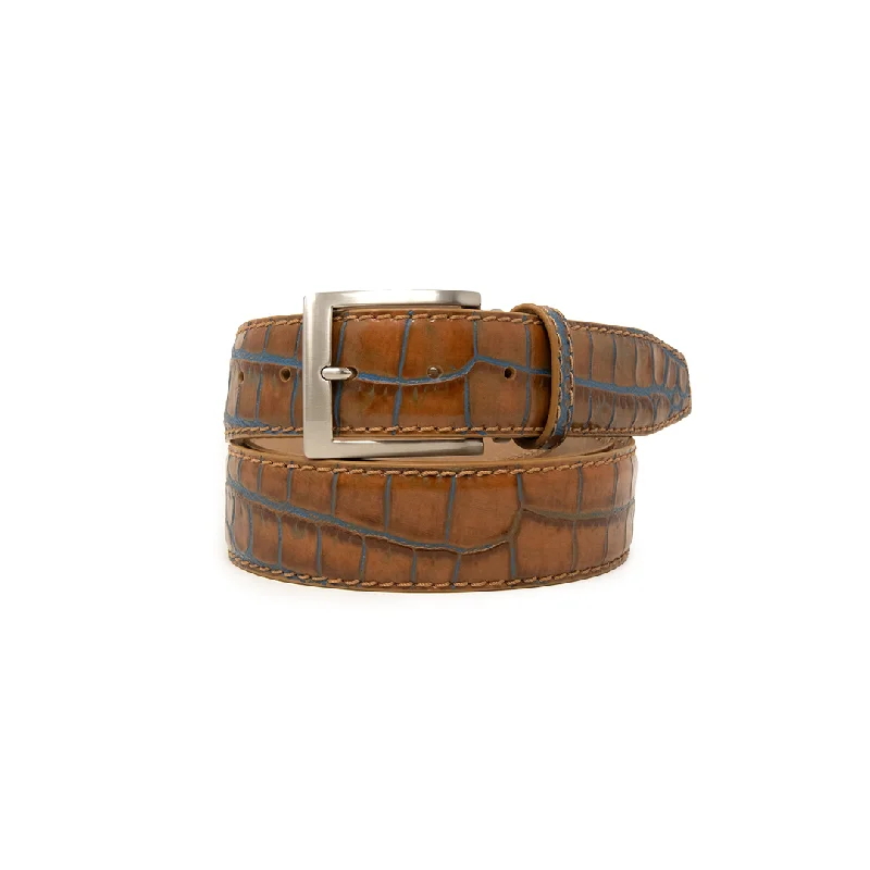 Two-Toned Mock Croc Belt - Tan Marine - 40mm