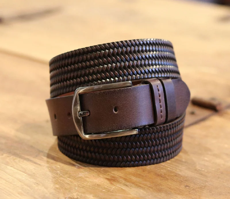 Woven Leather Belt Brown