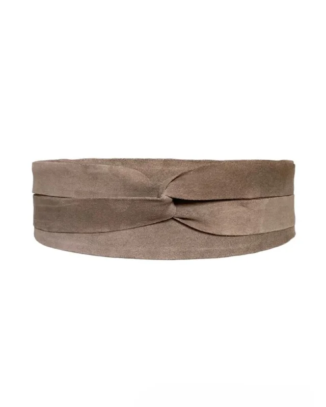 Wrap Suede Leather Belt - Taupe