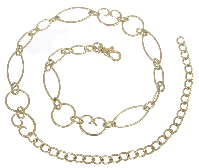 Ladies Metal Oval Circle Chain Belt