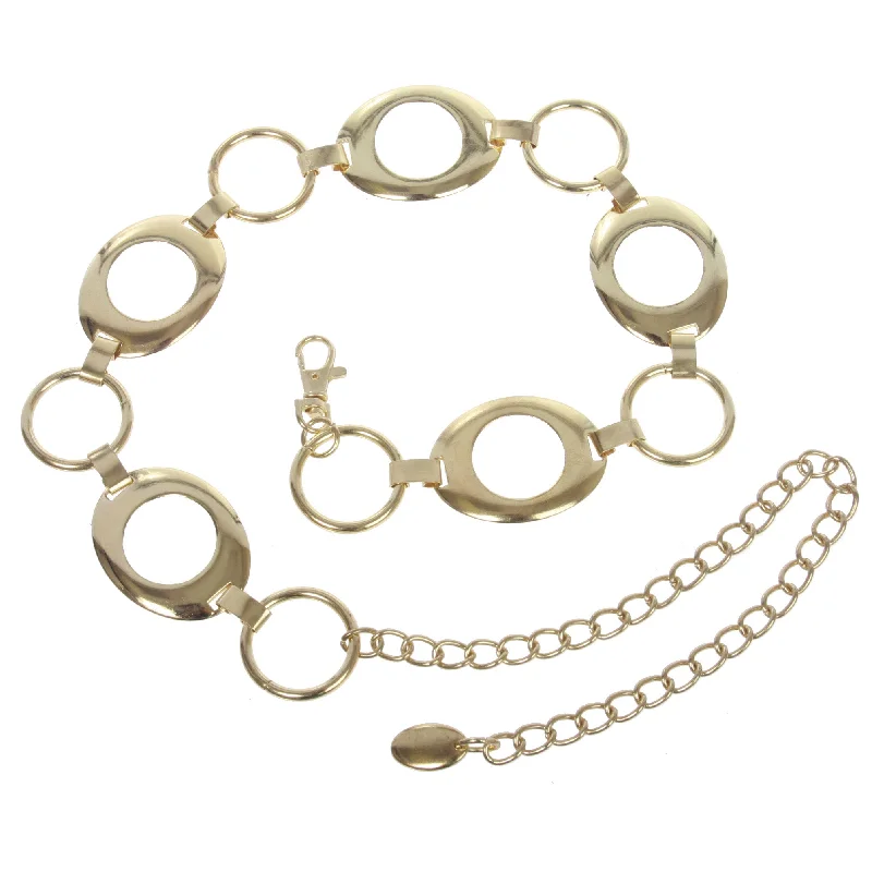 Women's Metal Oval Circle Chain Belt