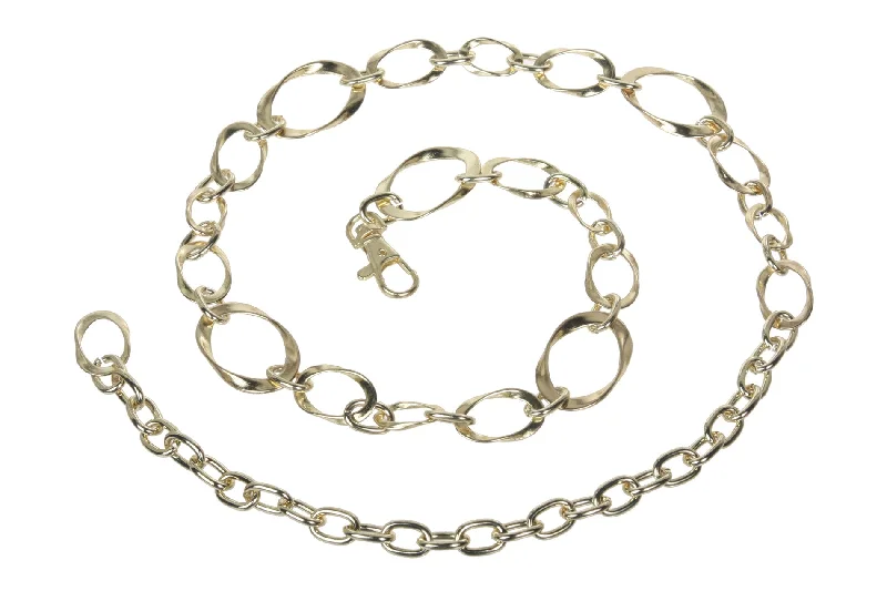 Ladies Metal Oval Circle Chain Belt