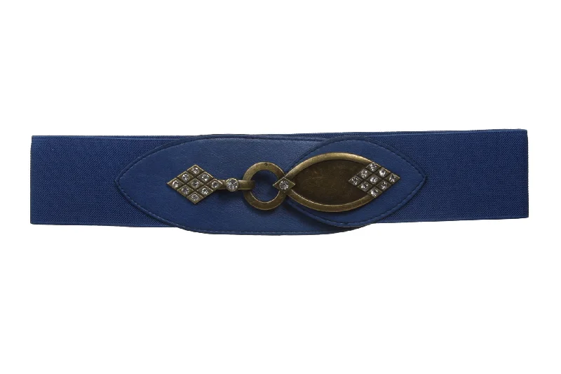 Ladies 2 3/8" Wide High Elastic Waist Belt With Metal Hook Buckle