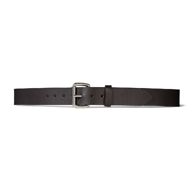 1-1/2" BRIDLE LEATHER BELT, BROWN / STAINLESS STEEL