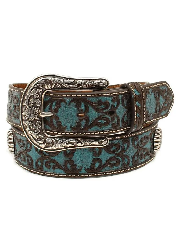 MF Western Ariat Ladies Turquoise Scroll Pattern Starburst Concho Belt Style A1527027