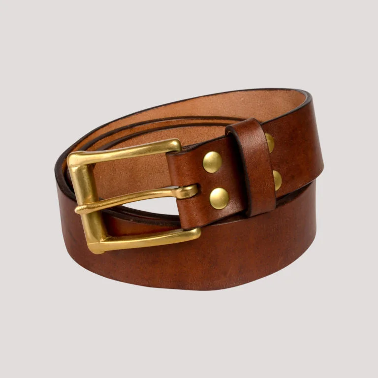 Barnes & Moore Garrison Belt - Oak Bark Dark/Brass