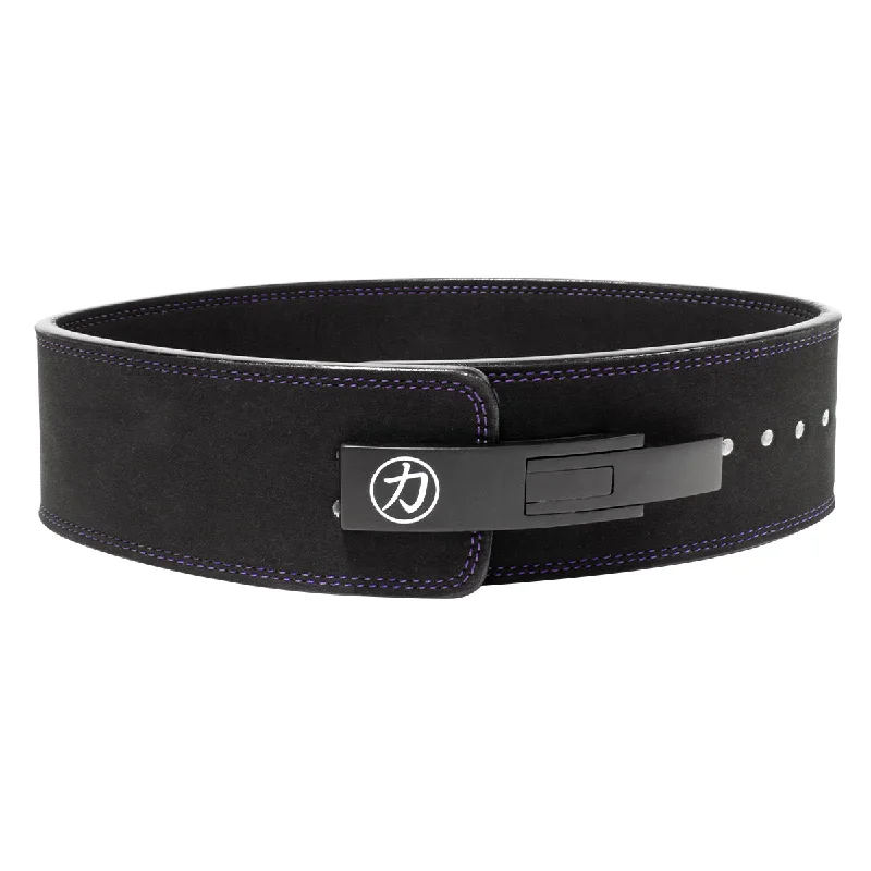 Black w/ Purple Stitching Lever Belt, 10mm - IPF Approved