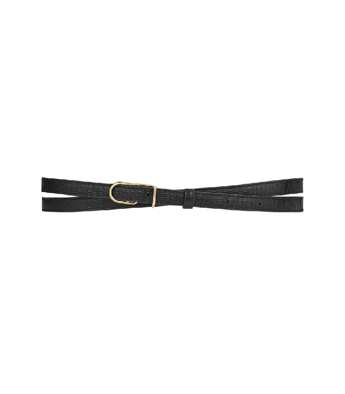 Thin Umi Belt - Black lizard print