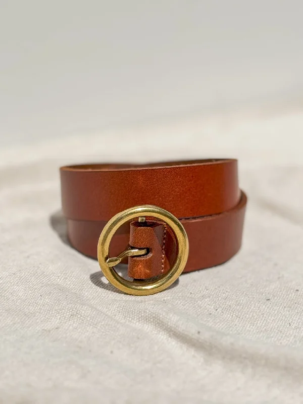 Circle Leather Belt in Tan