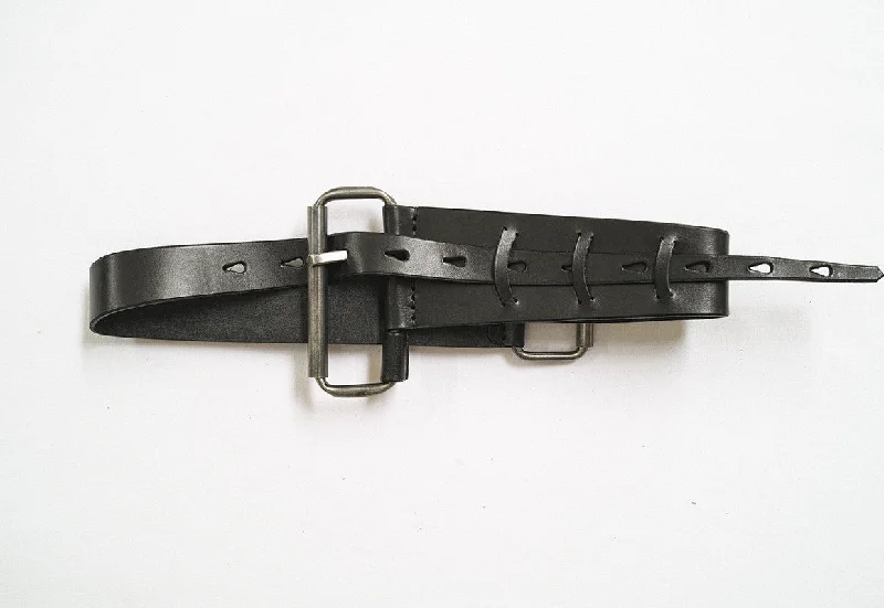 Double Roll Buckle Leather Belt