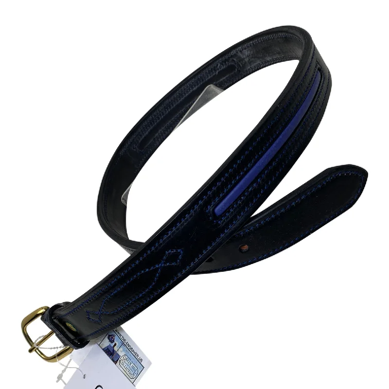 Green Hill Leather Belt in Black/Blue - Women's Small