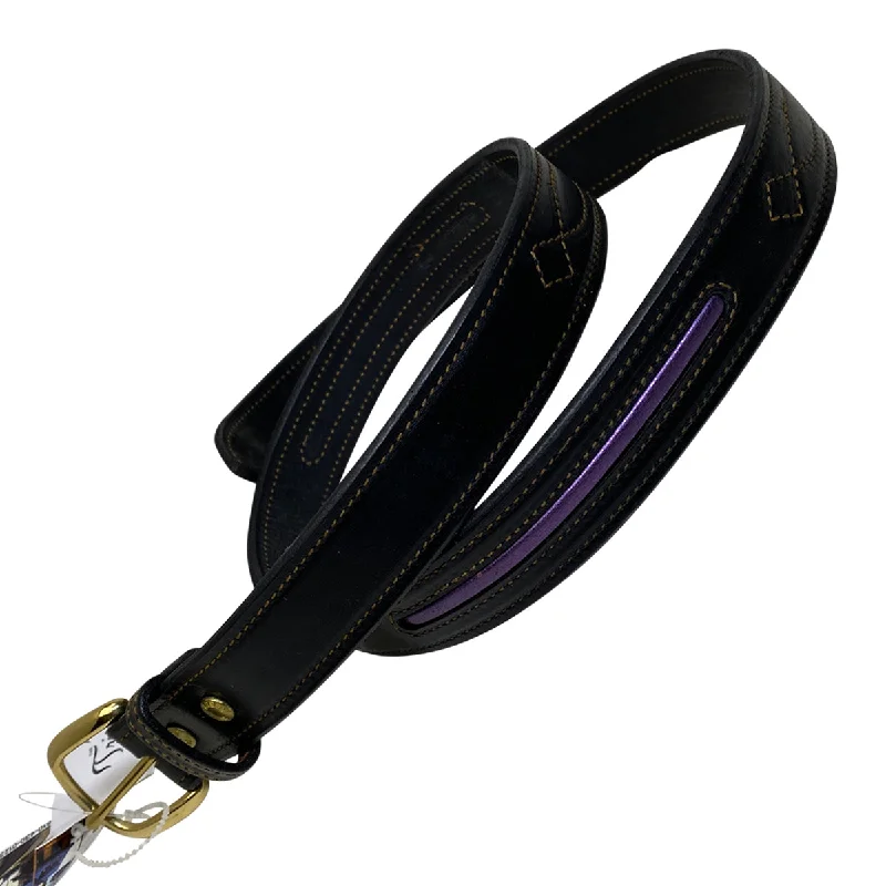 Green Hill Leather Belt in Black/Purple - Women's XL